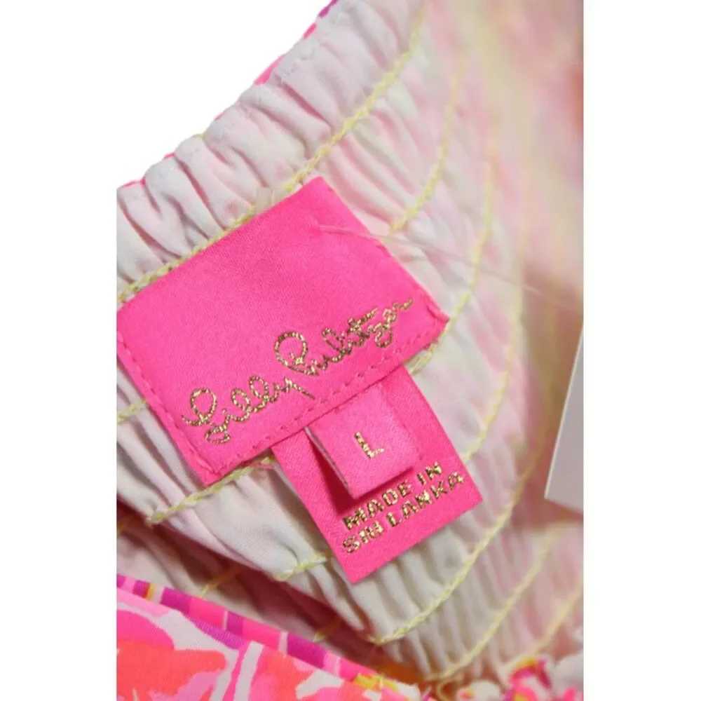 Lilly Pulitzer Girls Yellow Cotton Sundress Square Neck Short Size L